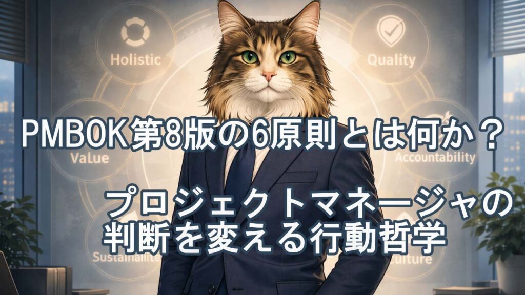 猫の顔を持つビジネスマン PMBOK8th_6つの原則